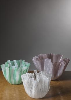 Compasso - Set of Three "Fazzoletto" Vases by Venini