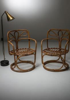Compasso - Pair of Italian 60s Wicker Armchairs