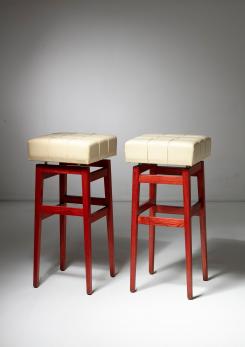 Compasso - Set of Two Stools in the Style of Frattini for Cassina