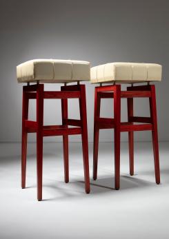 Compasso - Set of Two Stools in the Style of Frattini for Cassina