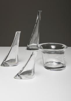 Compasso - Set of 4 Crystal Vases by Angelo Mangiarotti for Cristlleria Colle