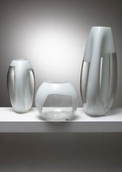 Compasso - Set of Three Glass Vases Manufactured by Vetreria Vistosi