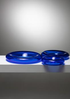 Compasso - "Pomeri" Blue Glass Centerpieces by Eleonore Peduzzi Riva for Vistosi