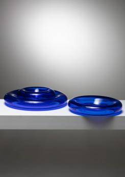 Compasso - "Pomeri" Blue Glass Centerpieces by Eleonore Peduzzi Riva for Vistosi