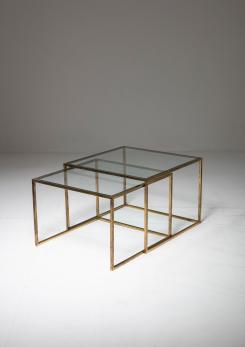 Compasso - Pair of Brass Nesting Tables Compasso - Pair of Brass Nesting Tables