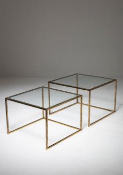 Compasso - Pair of Brass Nesting Tables Compasso - Pair of Brass Nesting Tables