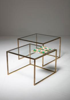 Compasso - Pair of Brass Nesting Tables Compasso - Pair of Brass Nesting Tables