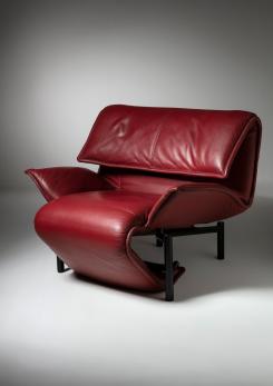 Compasso - Pair of "Veranda" Leather Lounge Chairs by Vico Magistetti for Cassina