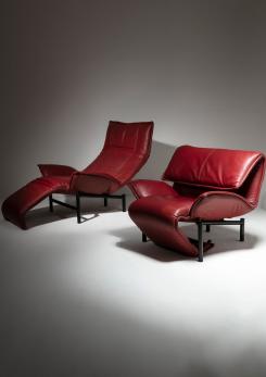 Compasso - Pair of "Veranda" Leather Lounge Chairs by Vico Magistetti for Cassina