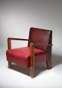 Compasso - Pair of Italian 30s Rationalist Lounge Chairs