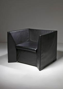 Compasso - Leather Armchair Model "D101" by Tecno