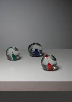 Compasso - Set of Three Crystal Paperweight by Barbini