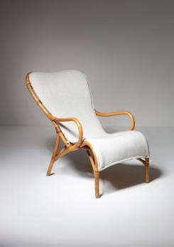 Compasso - Italian 60s Wicker Lounge Chair with Footrest