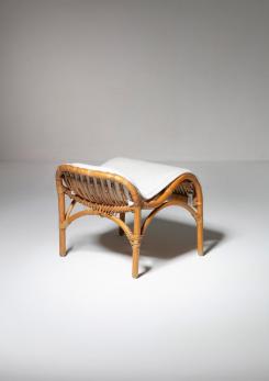 Compasso - Italian 60s Wicker Lounge Chair with Footrest