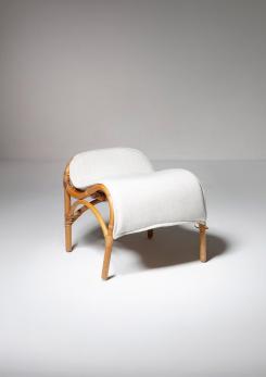 Compasso - Italian 60s Wicker Lounge Chair with Footrest