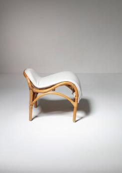 Compasso - Italian 60s Wicker Lounge Chair with Footrest