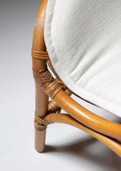 Compasso - Italian 60s Wicker Lounge Chair with Footrest