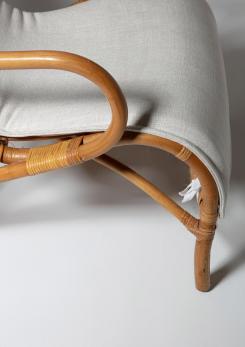 Compasso - Italian 60s Wicker Lounge Chair with Footrest