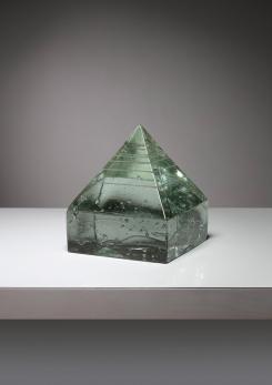 Compasso - Large Solid Glass Pyramid by Pompeo Pianezzola for Appiani