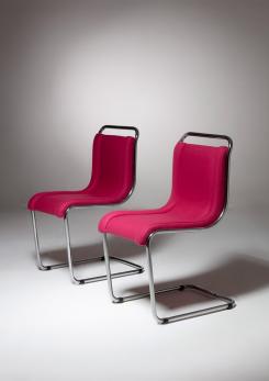 Compasso - Pair of 70s Chrome and Cloth Chairs