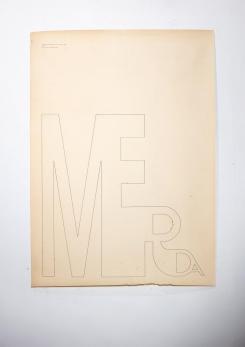 Compasso - "Merda" Original Poster by Enzo Mari for Galleria Milano
