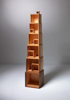 Compasso - Wood Geometric Sculpture by Elio Mari and Giovanni Sacchi