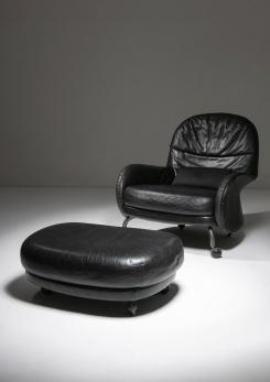 Compasso - "Lousiana" Lounge Chair with Ottoman by Vico Magistretti for De Padova
