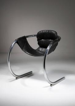 Compasso - Black Leather "Palo Alto" Chair by Byron Botker for Landes - Lyda Levi Compasso - Black Leather "Palo Alto" Chair by Byron Botker for Landes - Lyda Levi