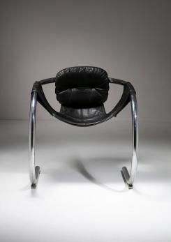 Compasso - Black Leather "Palo Alto" Chair by Byron Botker for Landes - Lyda Levi