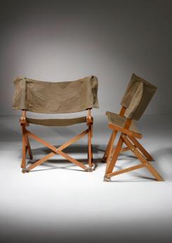 Compasso - Pair of "Praia" Folding Chairs by Gavina Compasso - Pair of "Praia" Folding Chairs by Gavina