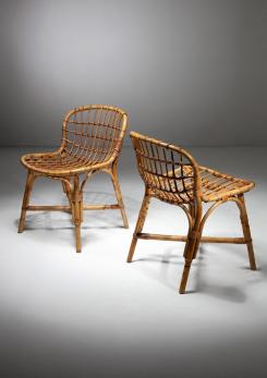 Compasso - Set of Four Wicker Chairs by Tito Agnoli for Bonacina