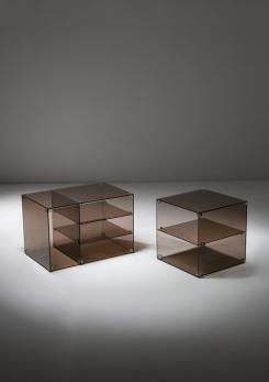 Compasso - Pair of Italian 70s Smoked Glass Night Stands