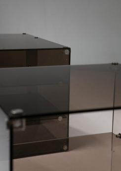 Compasso - Pair of Italian 70s Smoked Glass Night Stands