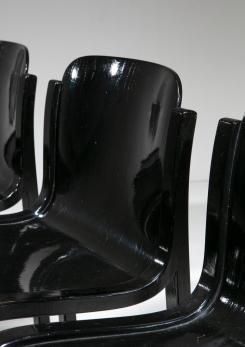 Compasso - Set of Five Black Bartoli Mito plywood chairs for T70
