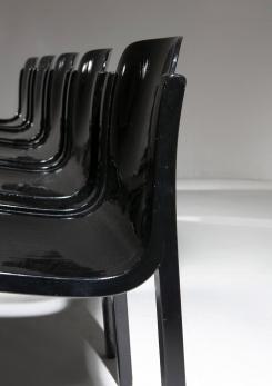 Compasso - Set of Five Black Bartoli Mito plywood chairs for T70