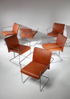 Compasso - Set of Six "P15" Armchairs by Ernesto Redaelli for Saporiti, Italy, 1970s