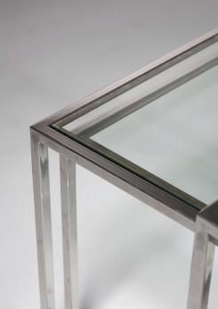 Compasso - Set of Three Steel and Brass Cubic Nesting Tables, Italy, 1970s