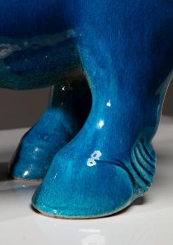 Compasso - Blue Ceramic Horse Sculpture by Alvino Bagni