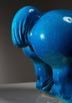 Compasso - Blue Ceramic Horse Sculpture by Alvino Bagni