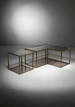 Compasso - Set of Two Chrome/Brass Low Tables