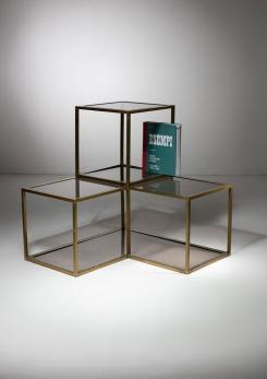 Compasso - Set of Two Chrome/Brass Low Tables