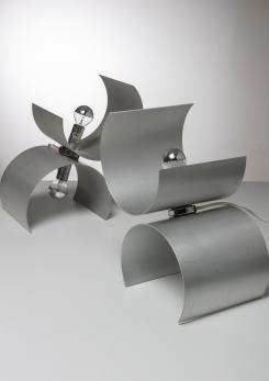 Compasso - Rare Pair of Aluminum Table Lamps by Nucleo Sormani