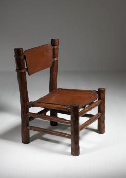 Compasso - Rare Leather and Chestnut Easy Chair by Longhi