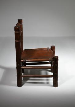 Compasso - Rare Leather and Chestnut Easy Chair by Longhi