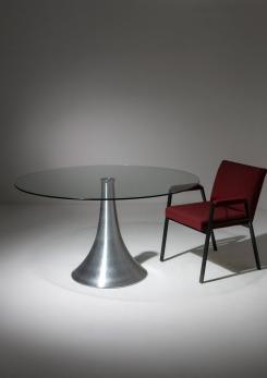 Compasso - Glass and Aluminum Table attributed to Mangiarotti for Baleri