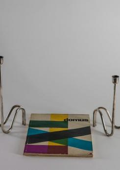 Compasso - Pair of Silver Plated Candleholder by Lino Sabattini Compasso - Pair of Silver Plated Candleholder by Lino Sabattini
