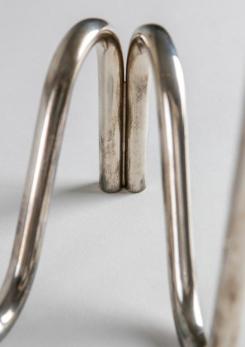 Compasso - Pair of Silver Plated Candleholder by Lino Sabattini
