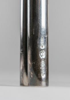 Compasso - Pair of Silver Plated Candleholder by Lino Sabattini