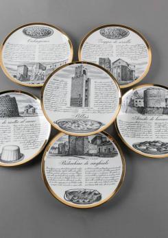 Compasso - Unique Set of 24 Dinner Plates by Piero Fornasetti