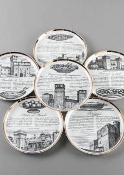 Compasso - Unique Set of 24 Dinner Plates by Piero Fornasetti